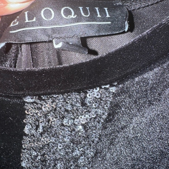 ELOQUII Plus Size- Velvet & Sequin Long Sleeve Bodycon Cocktail Dress- Size 24w - Picture 10 of 10